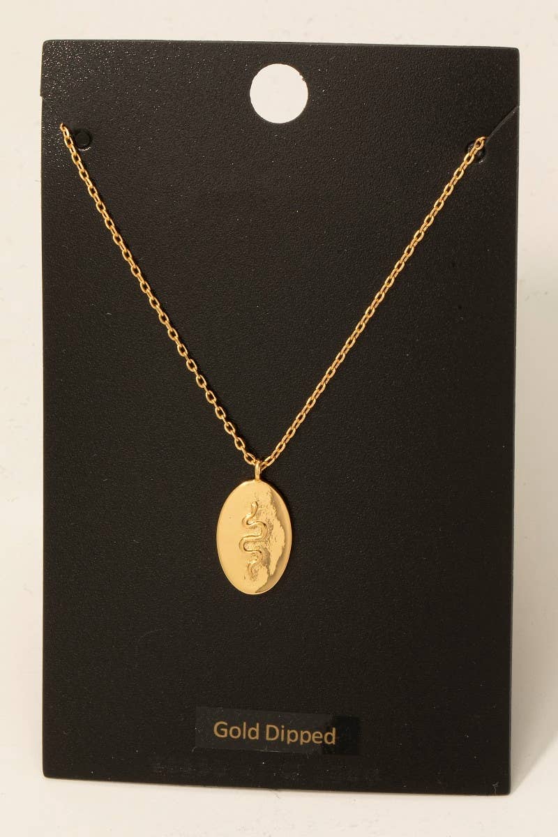 Snake Oval Coin Necklace
