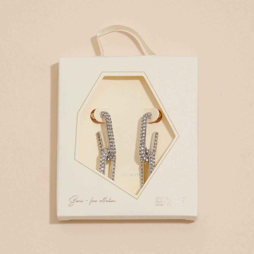 Linked 18K Gold Dip CZ Dangling Earrings