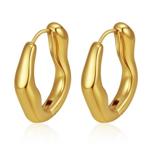 Golden Curve U-Huggie Hoops