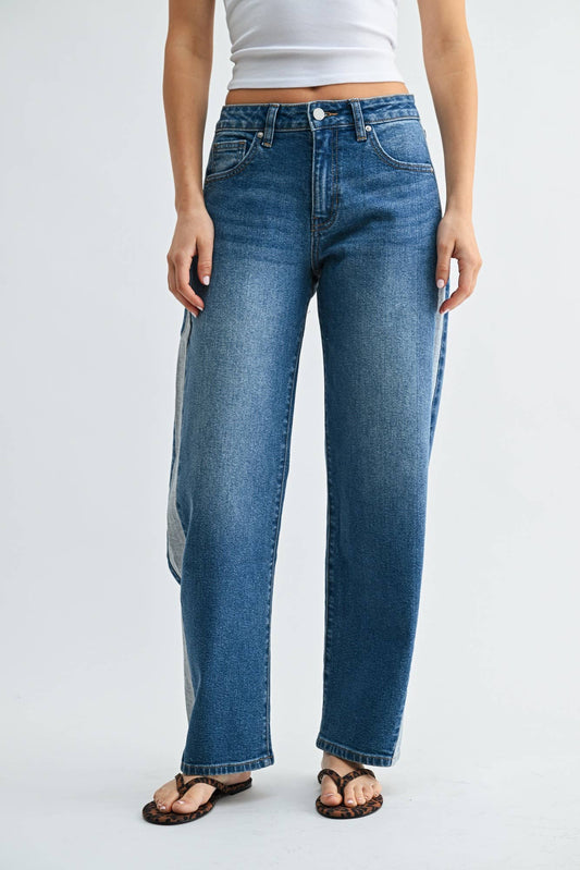 Contrast Detail Straight Leg Jeans | JBD