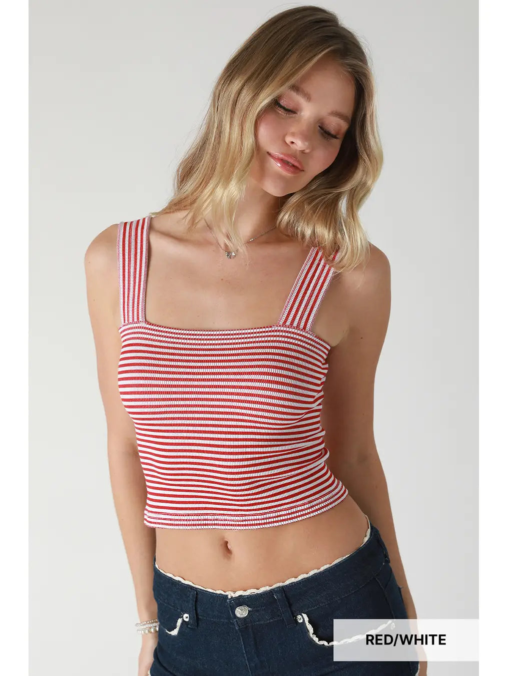 Modal Striped Square Crop Top