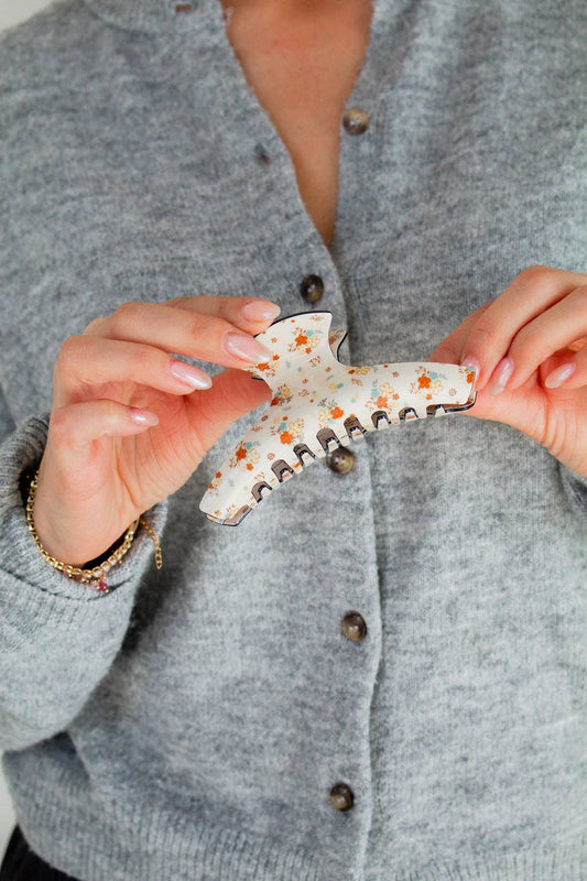 Antique Floral Claw Clip