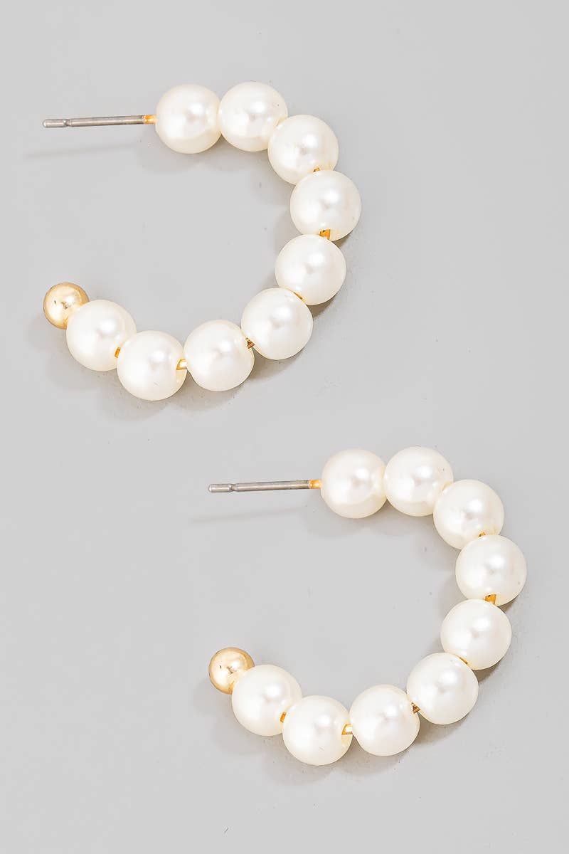 Pearl Beaded Hoop Earrings