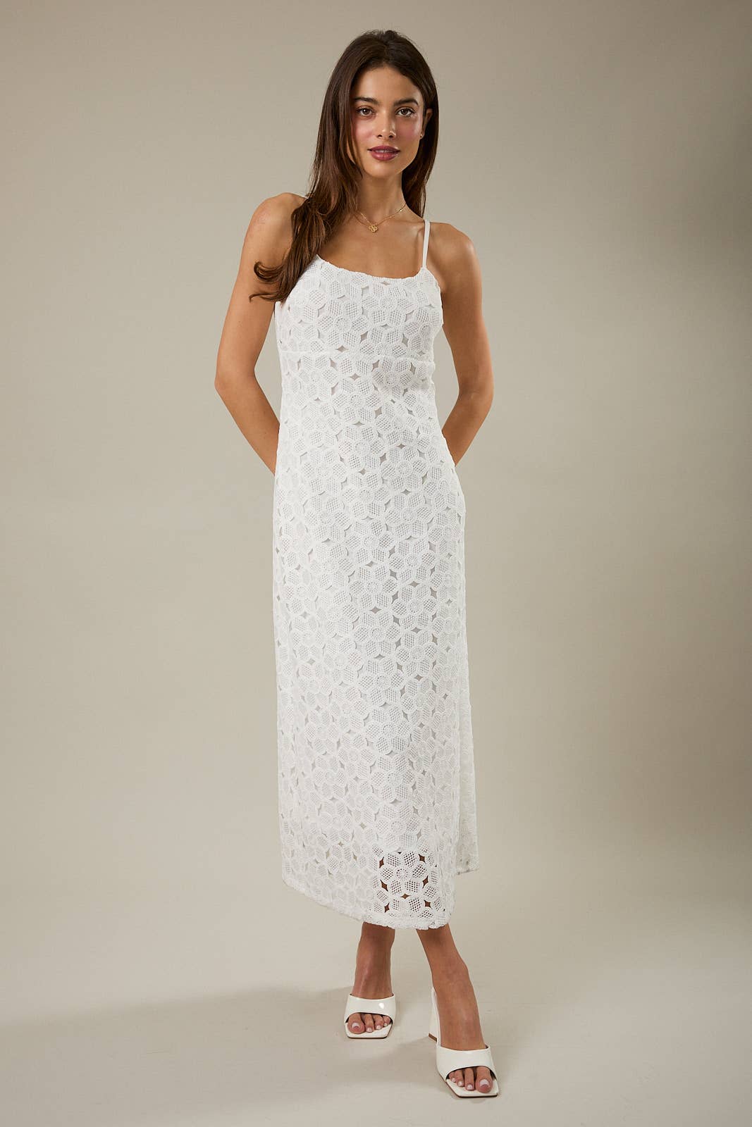 Fitted Lace Midi Dress