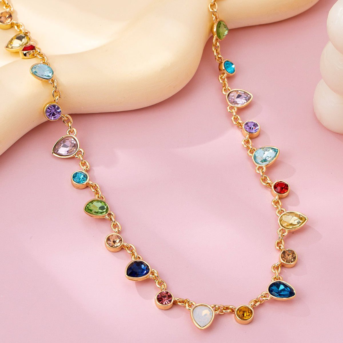 Rainbow Gleam Teardrop Necklace