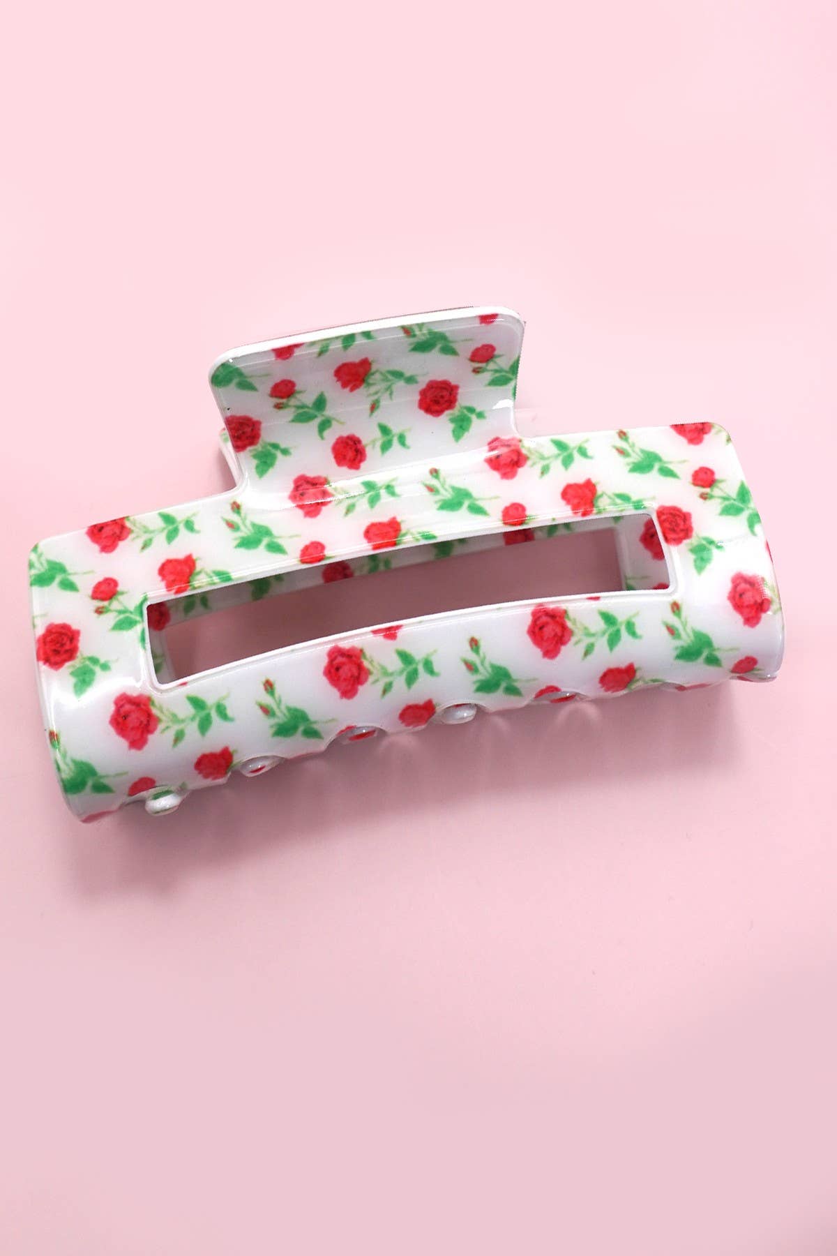 JUMBO DITSY ROSE RECTANGLE HAIR CLAW CLIPS | 40H898