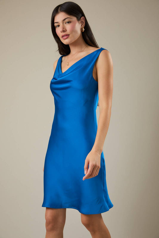 Blue Skies Satin Mini Dress