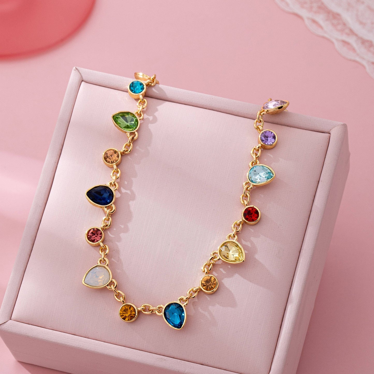 Rainbow Gleam Teardrop Necklace