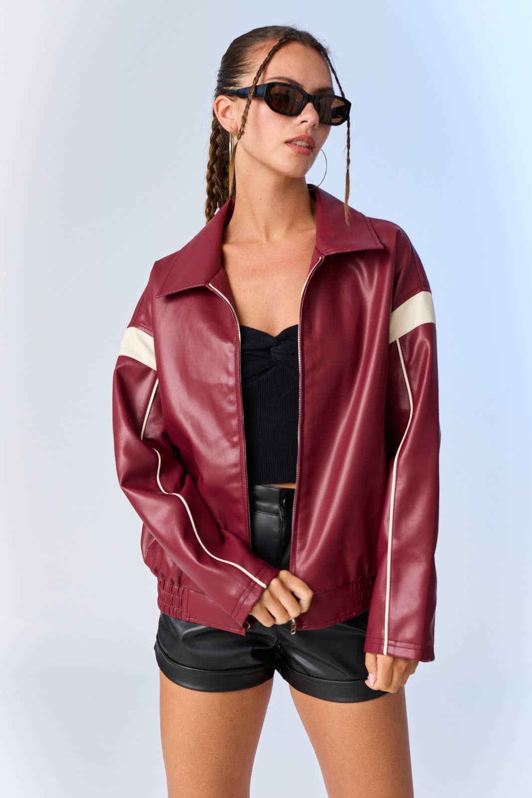 Ellie Faux Leather Racer Jacket