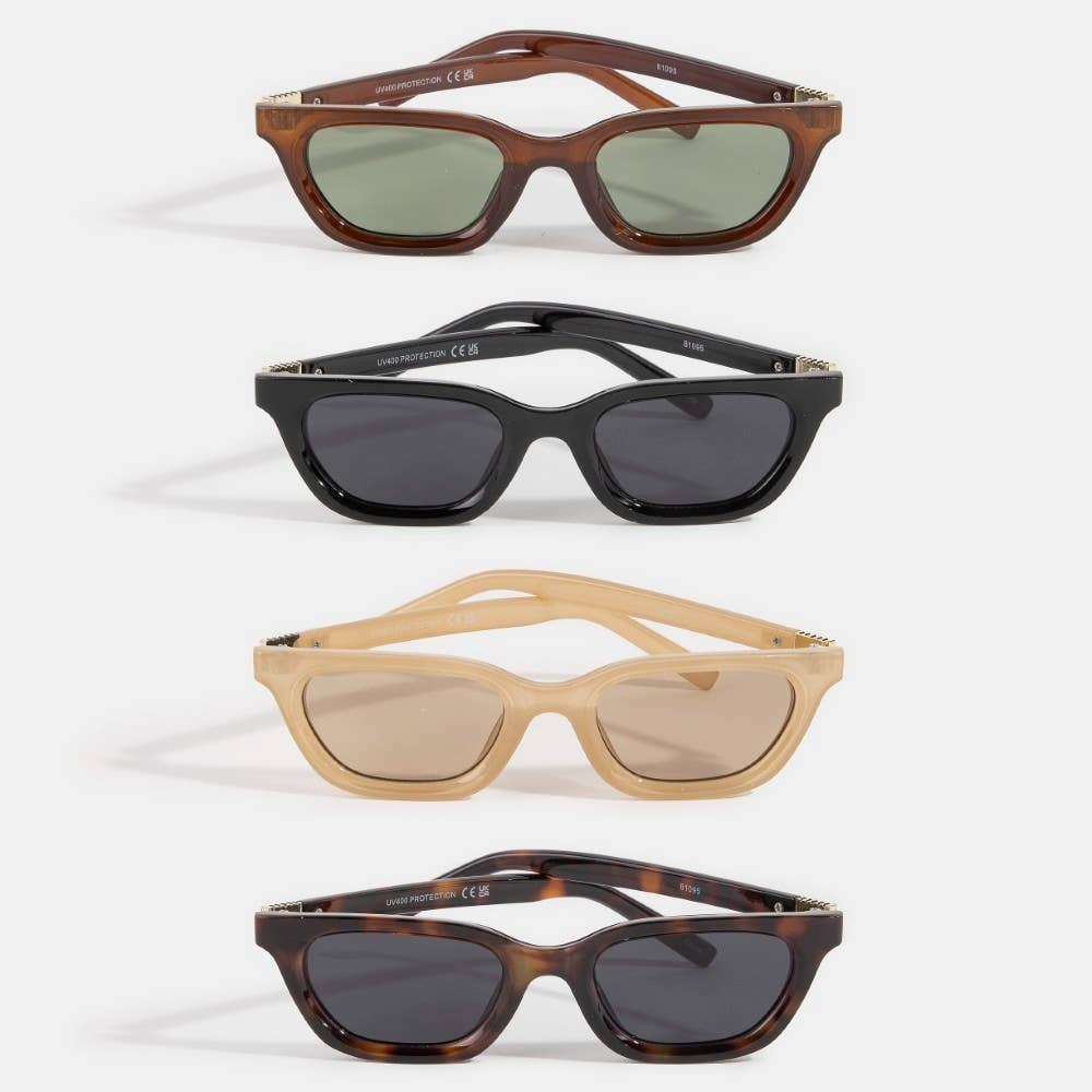 Wide Cat Eye Rectangle Sunglasses Set