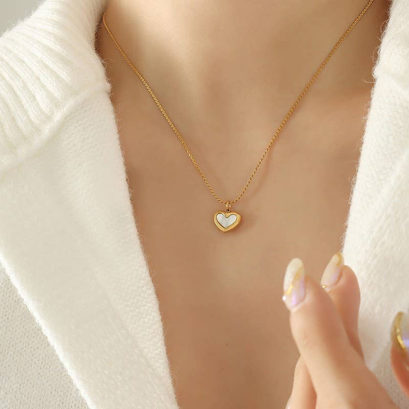 18K Gold Stainless Steel Heart Shell Necklace