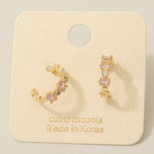 Gold Dipped Pink Hoop Earrings