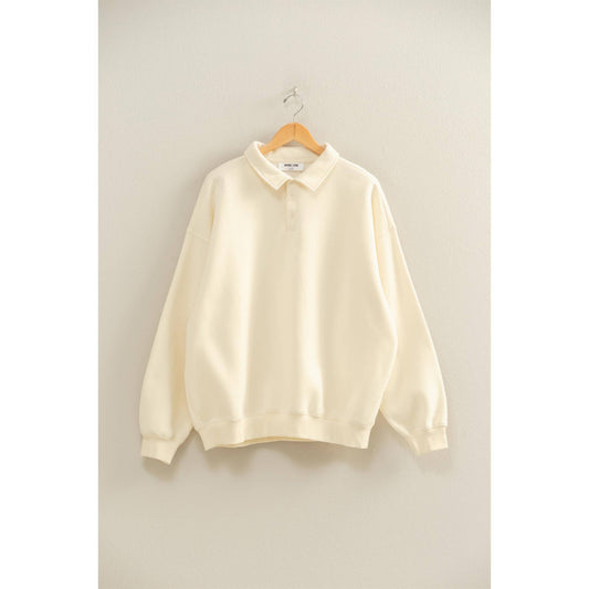 Oversized Collared Pullover Sweatshirt