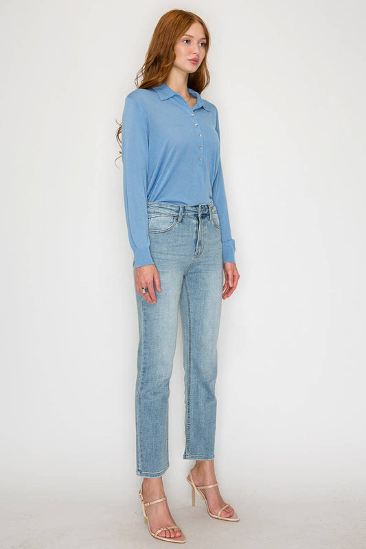 High Rise Slim Straight Jeans