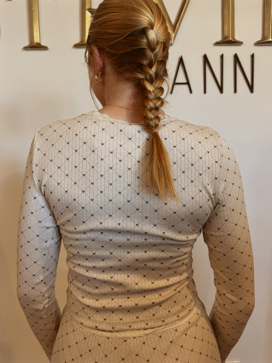 Heart Print Pointelle Lounge Set