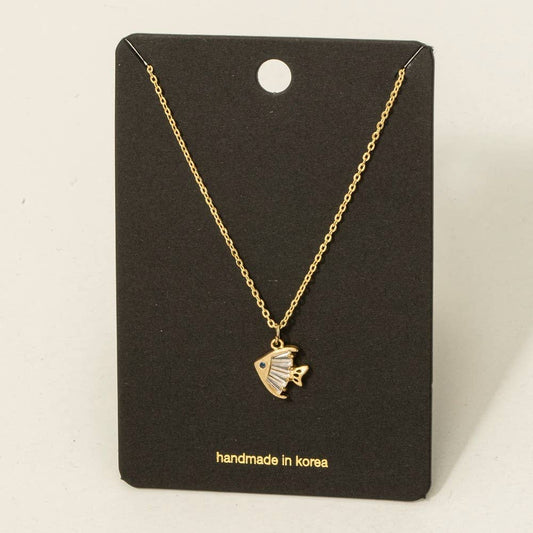 Golden Catch CZ Fish Necklace