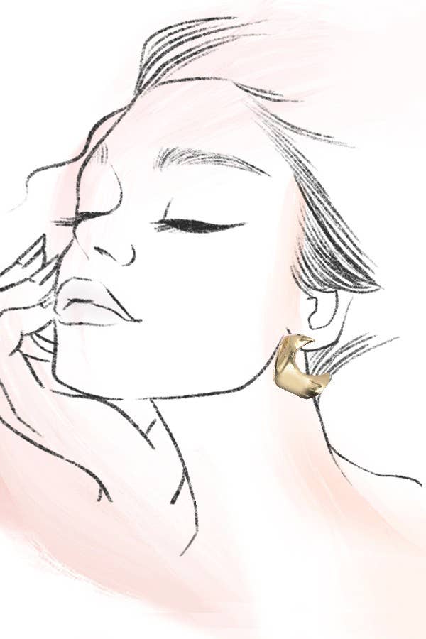 Classic Wavy Swirl Moon Hoop Earrings