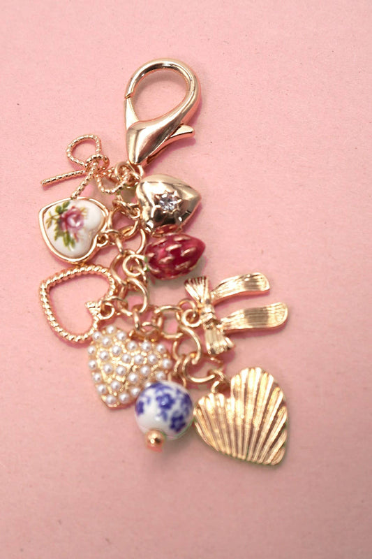 Porcelain Bow & Strawberry Bag Charm