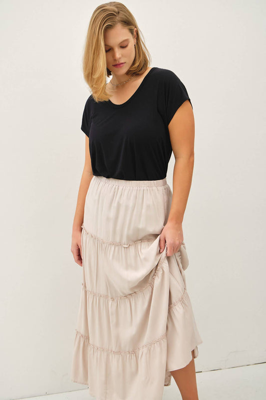 Plus Tiered Maxi Skirt