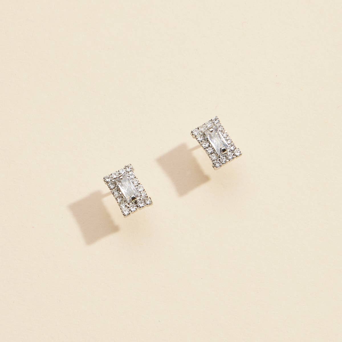 Rectangle Gold Dip Stud Earrings