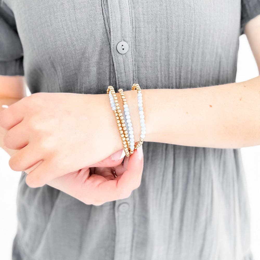 Avary Glass and Metallic Bead Bracelet