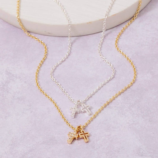 Secret Box | Double Cross Pendant Necklace