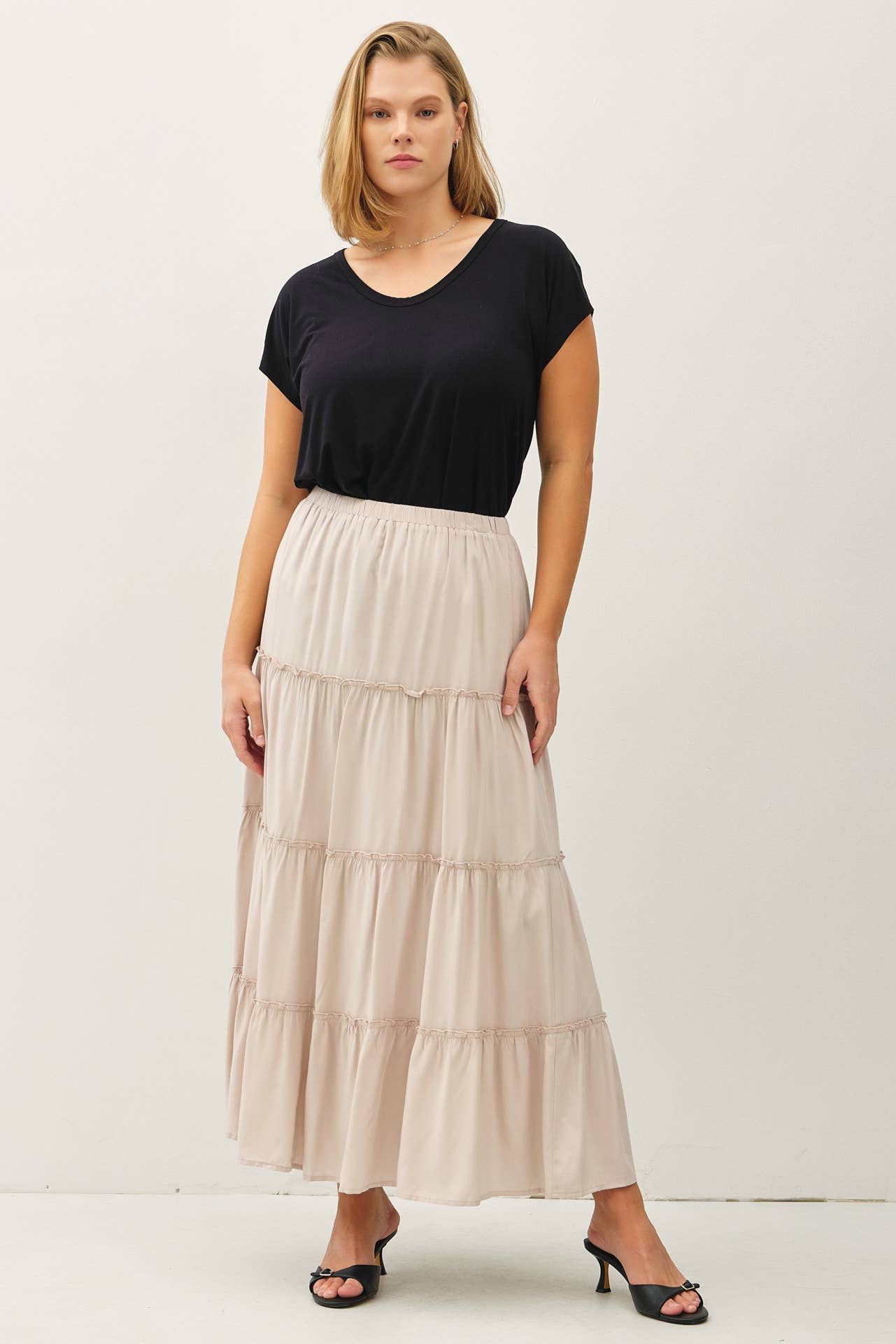 Plus Tiered Maxi Skirt