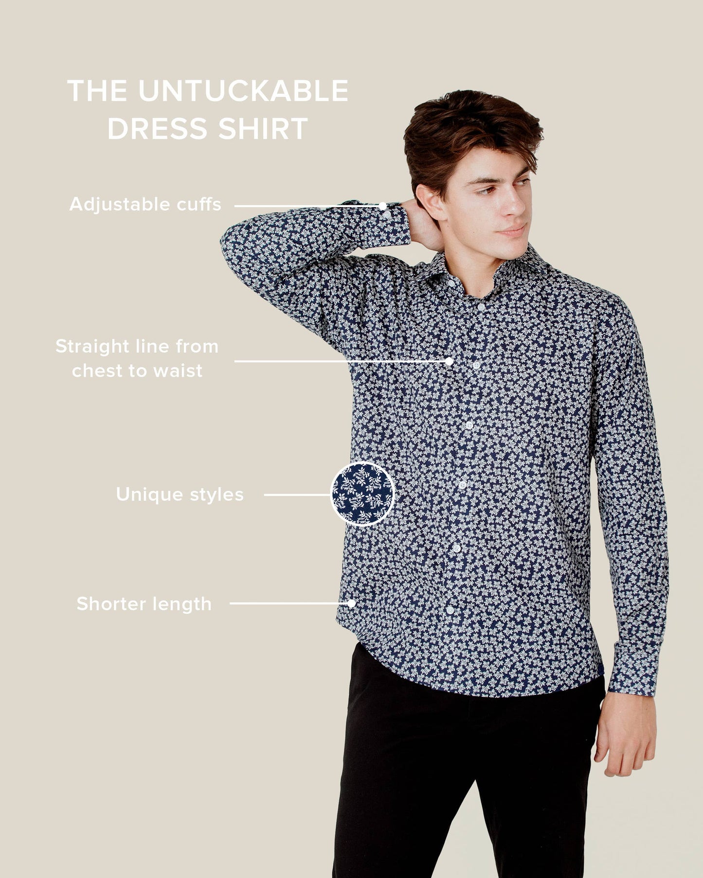 Reid Floral Untuckable Slim Fit Dress Shirt