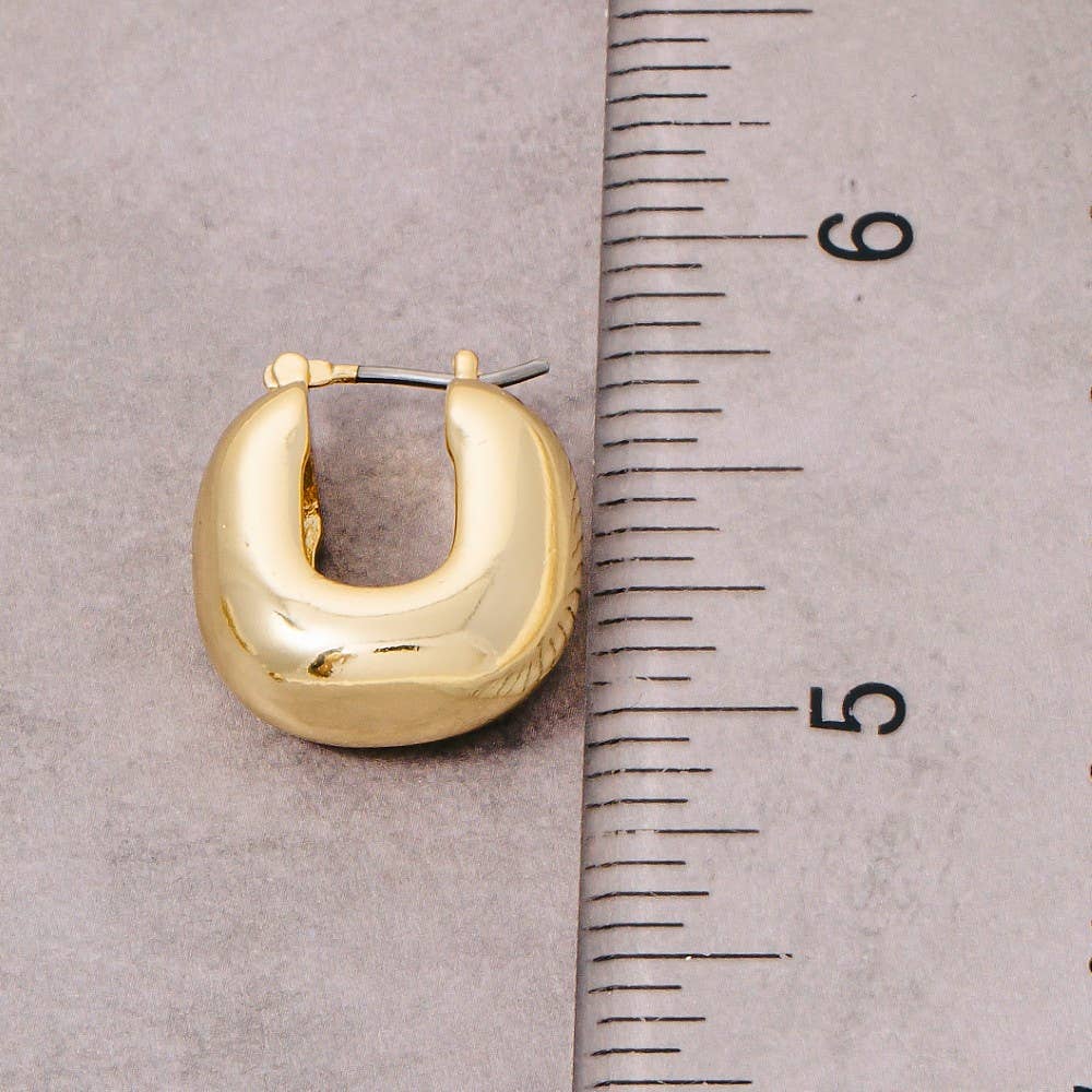 Gold Dipped Thick Oval Latch Hoop Earrings