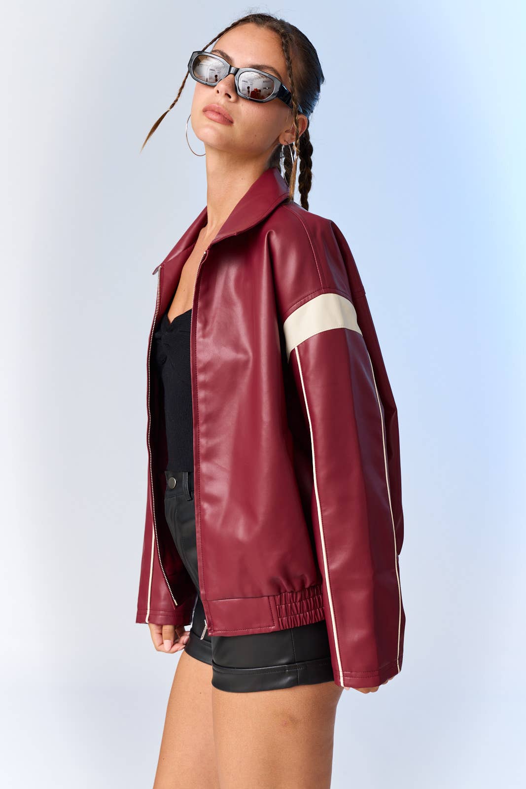 Ellie Faux Leather Racer Jacket