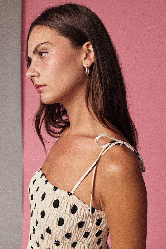 Polka Dot Smocked Mini Dress