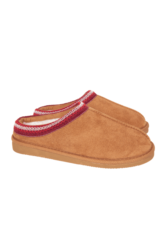 Chestnut Embroidered Comfy Slippers