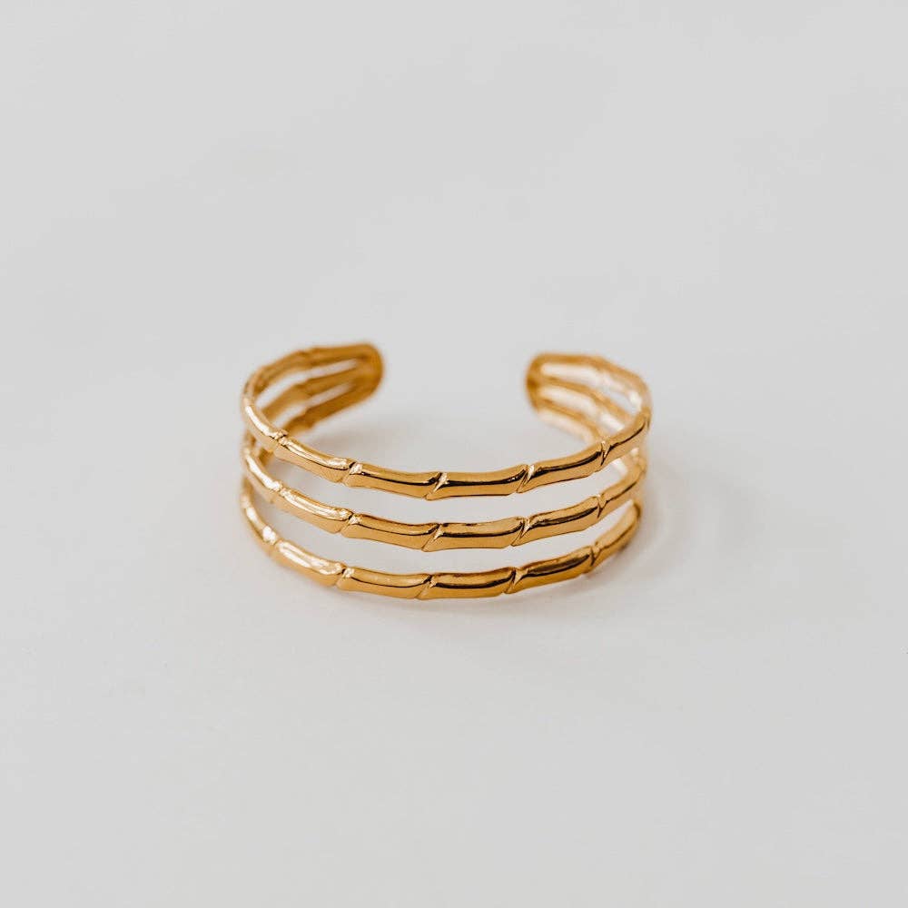 Bamboo Tier Open Bangle Bracelet - WATERPROOF