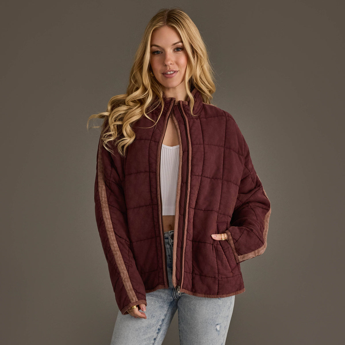 Burgundy Soft Quilted Jacket