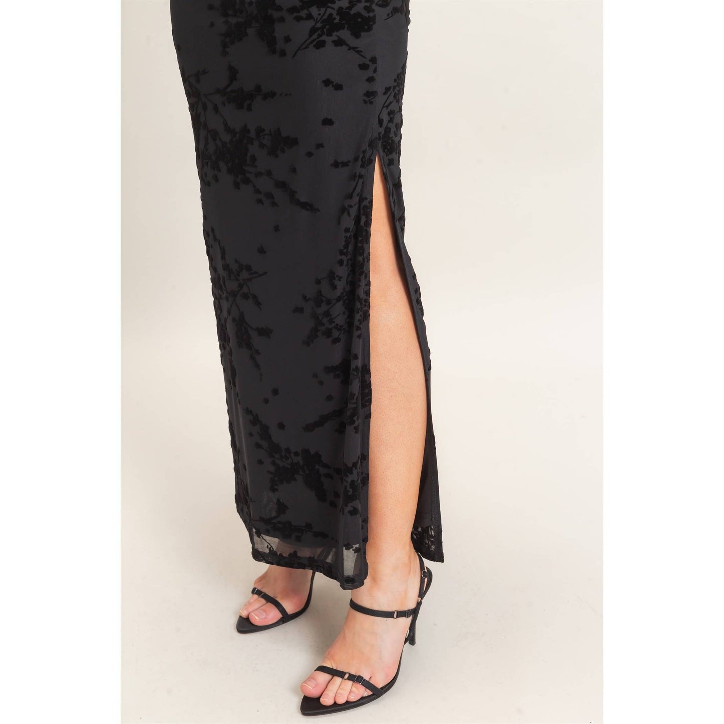 Velvet Petals Cowl Neck Dress