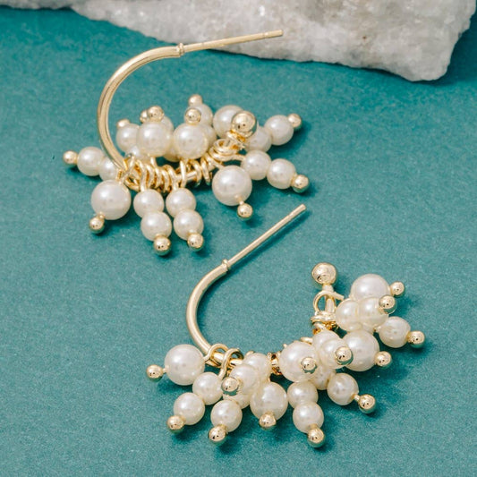 Pearl Beaded Fringe Drop Earrings