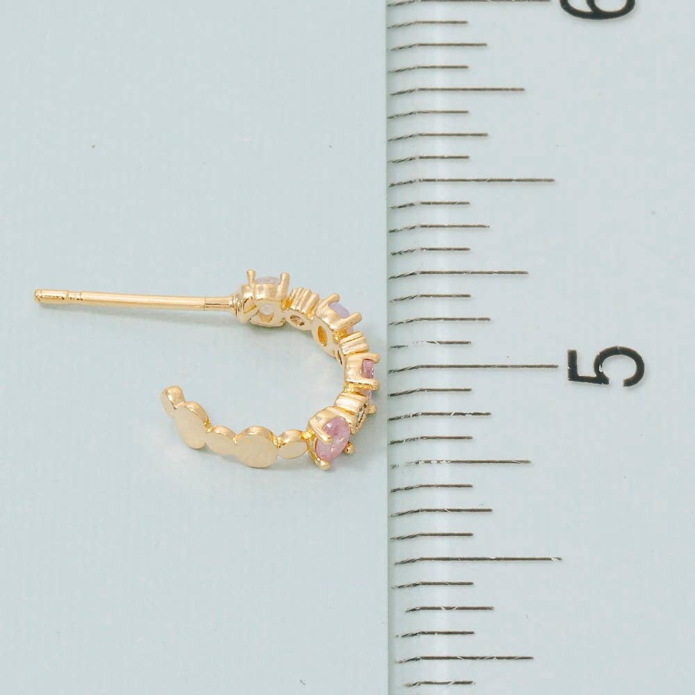 Gold Dipped Pink Hoop Earrings