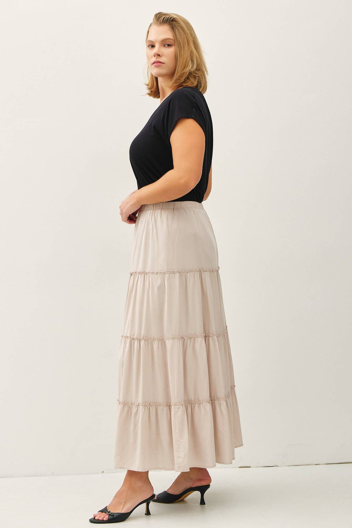 Plus Tiered Maxi Skirt