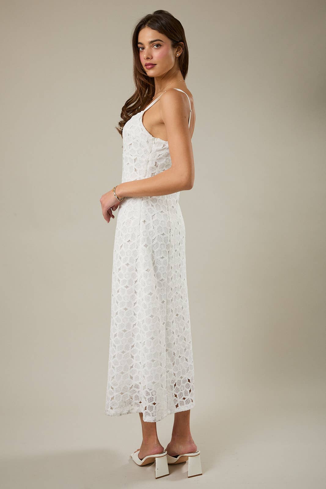 Fitted Lace Midi Dress