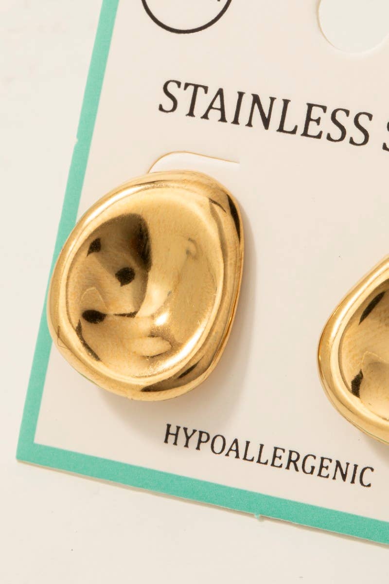 Oval Bowl Stud Earrings