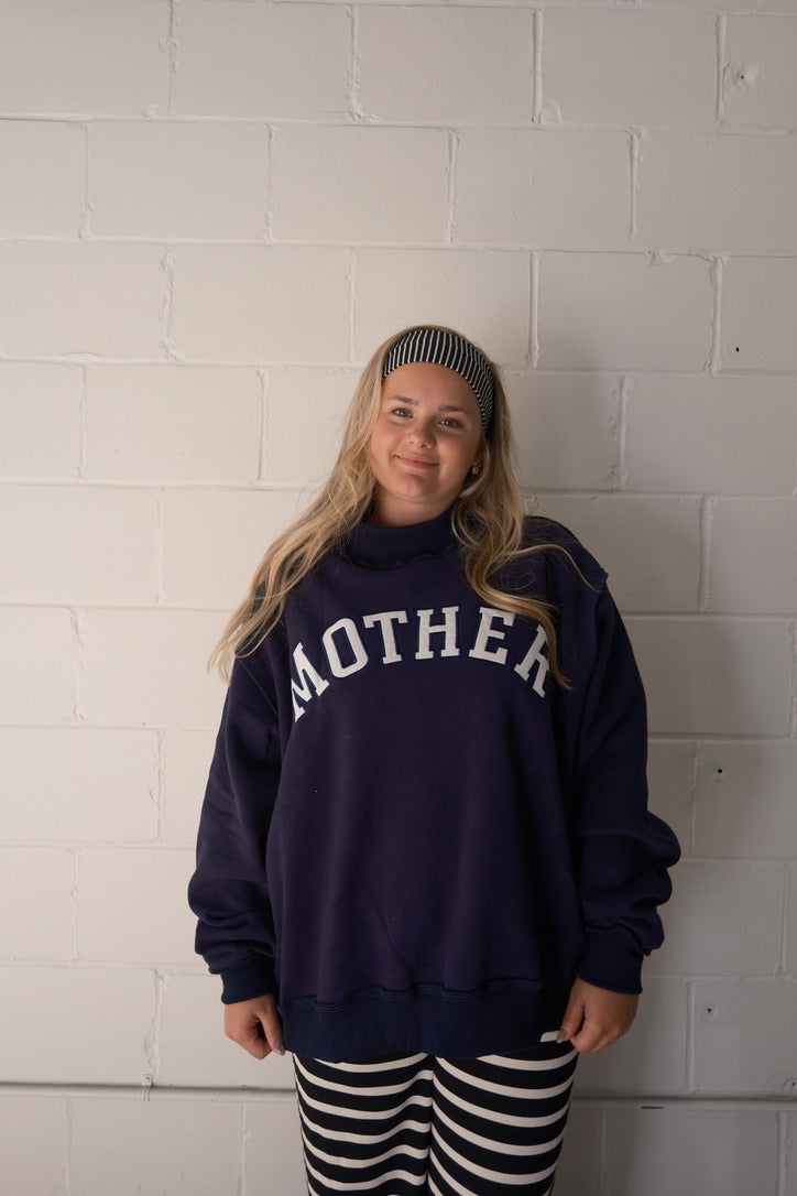 'MOTHER' Embroidered Mock Neck Sweatshirt