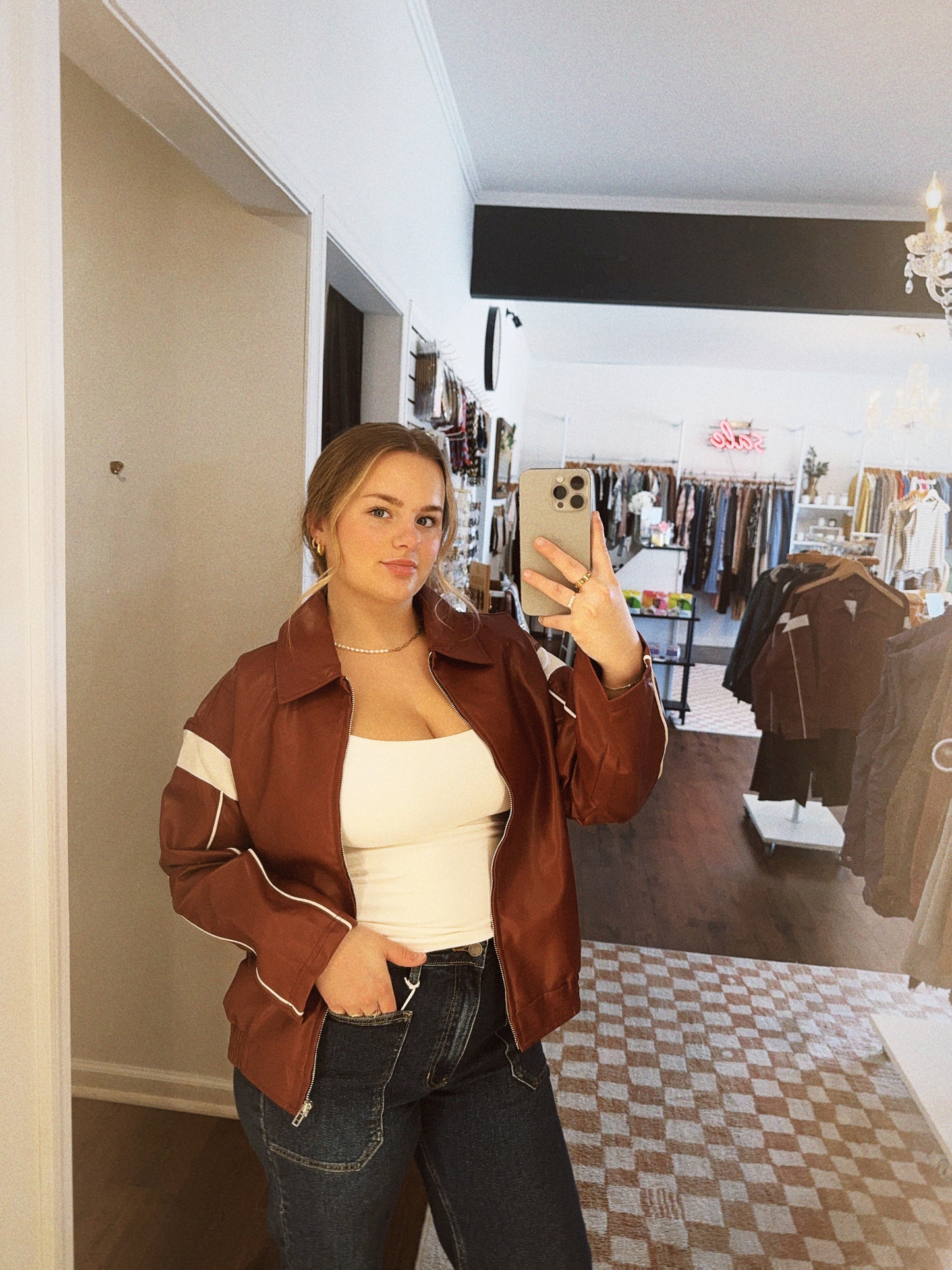 Ellie Faux Leather Racer Jacket