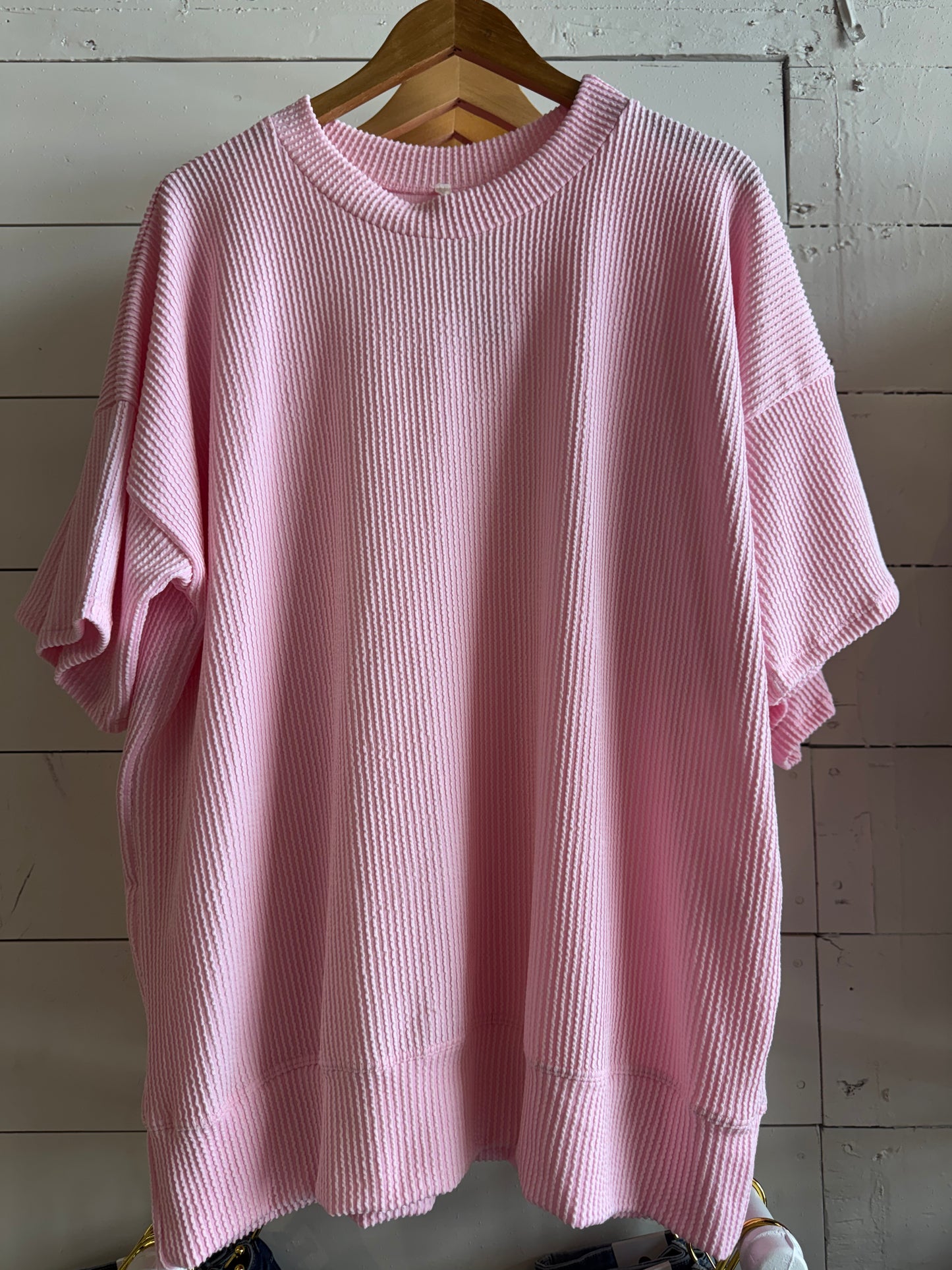 Wave Rib Short Sleeve Oversized Crewneck