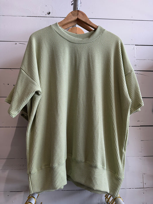 Wave Rib Short Sleeve Oversized Crewneck