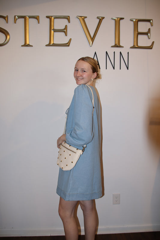 Washed Denim Pintuck Dress