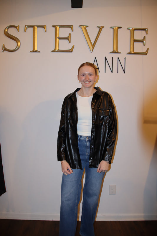 Faux Leather Oversized Jacket