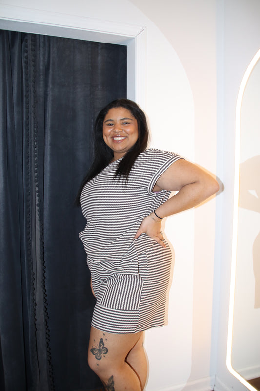 Plus Textured Stripe Knit Set