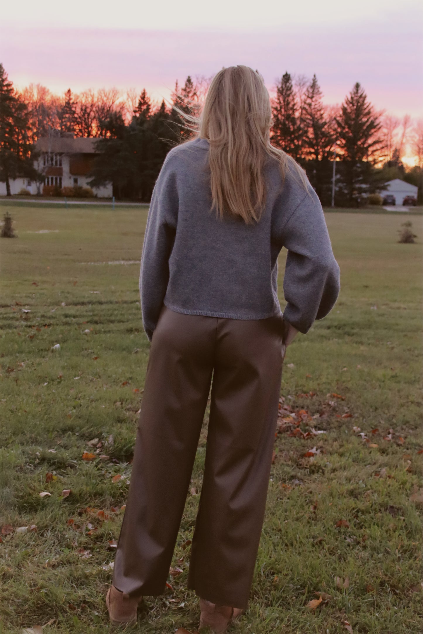 Faux Leather Straight-Leg Pants