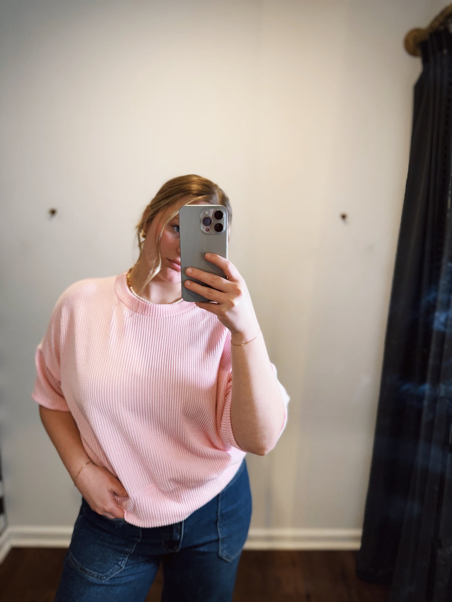 Wave Rib Short Sleeve Crop Crewneck
