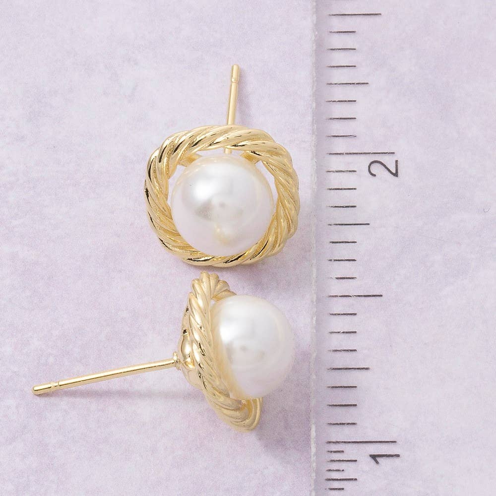 Secret Box Gold Dipped Pearl Stud Earrings
